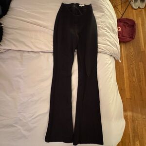 DANIELLE BERNSTEIN Black Dip Front High-Waist Flared Pants